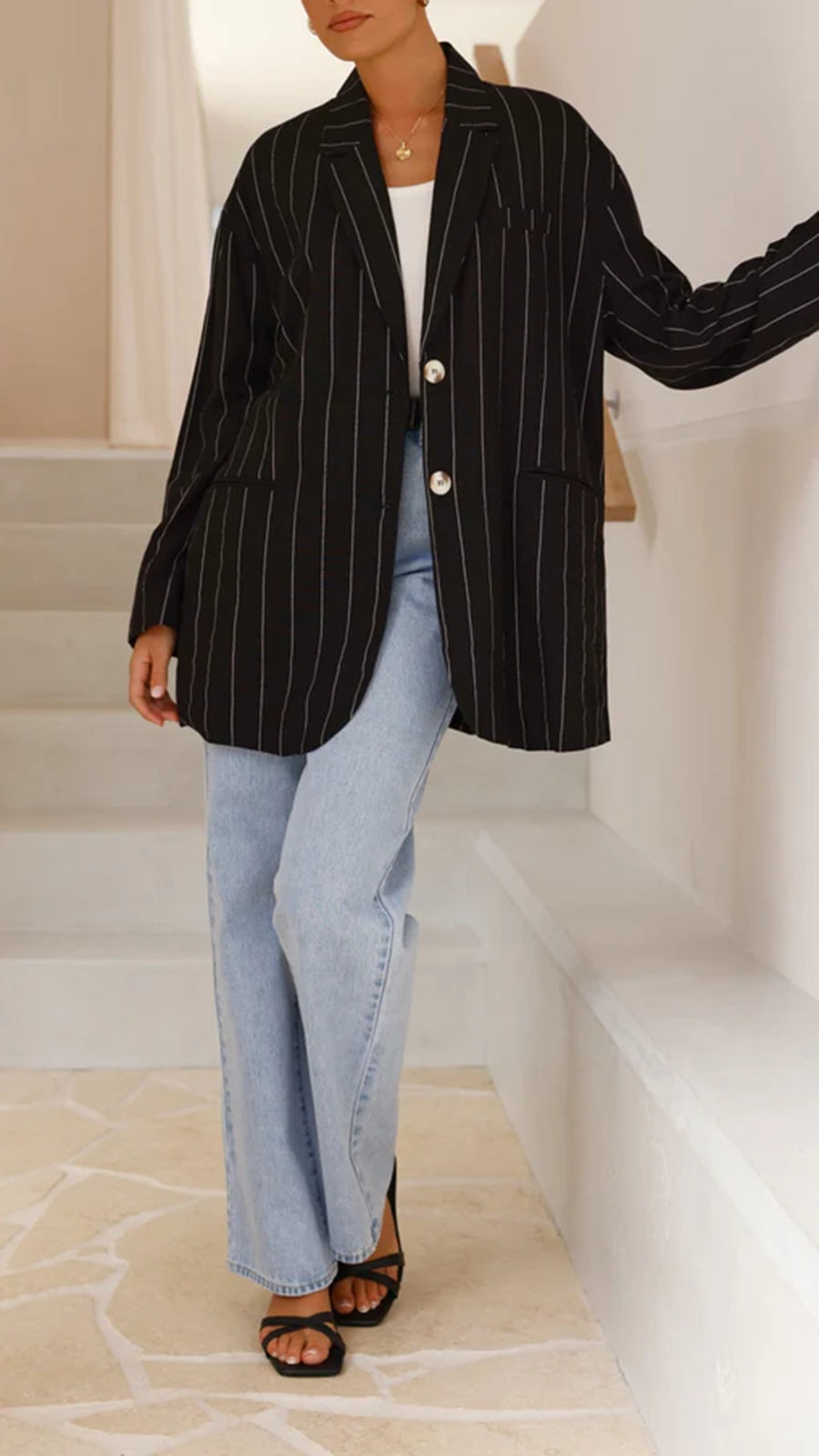 Thea Blazer - Black Pinstripe - Image 5