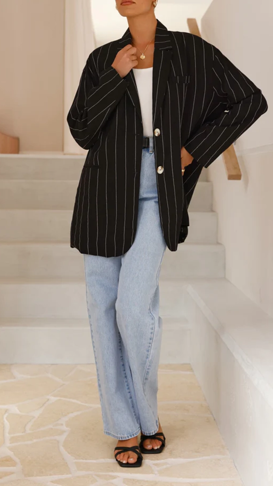 Thea Blazer - Black Pinstripe - Image 4