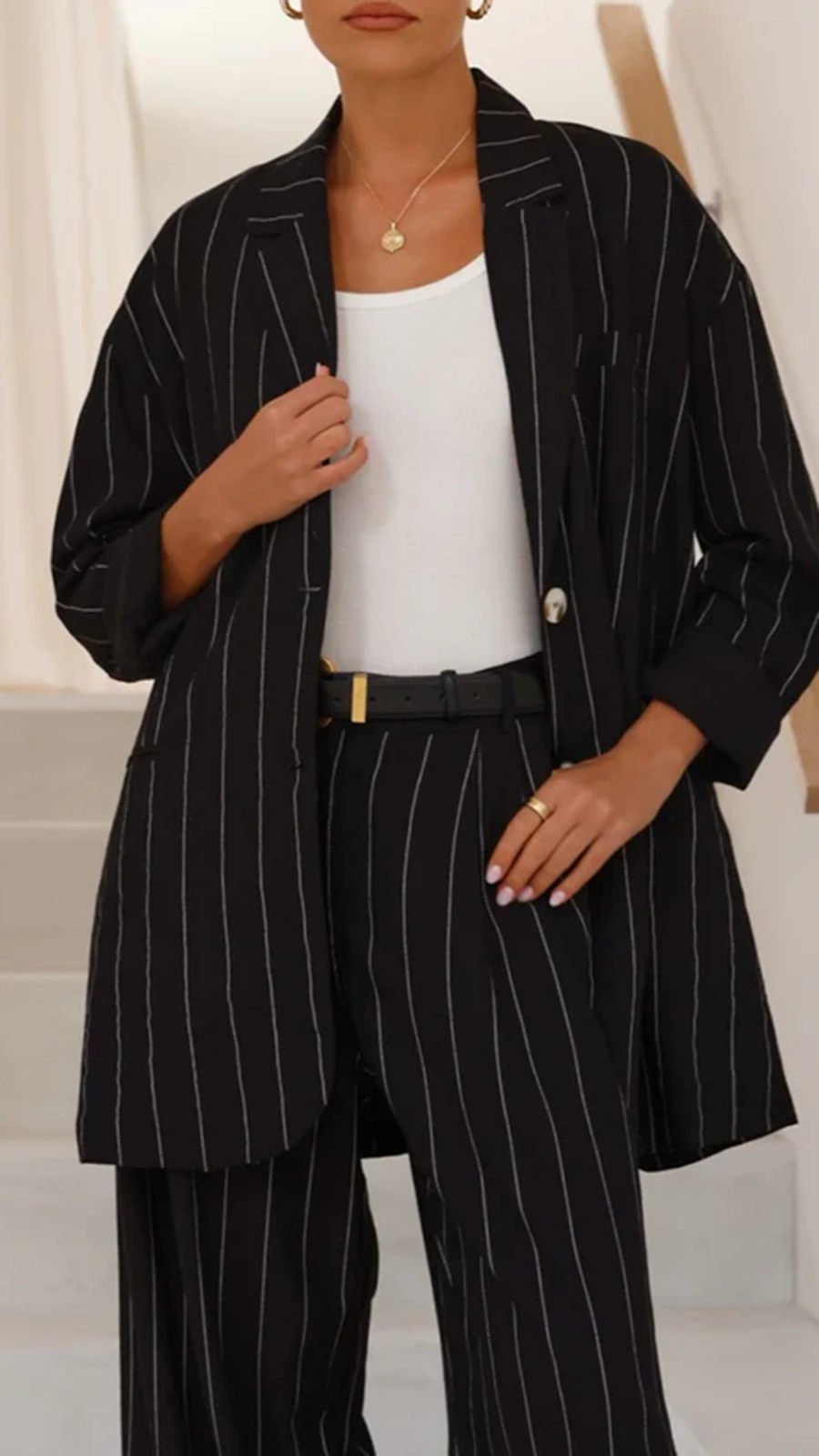 Thea Blazer - Black Pinstripe - Image 11