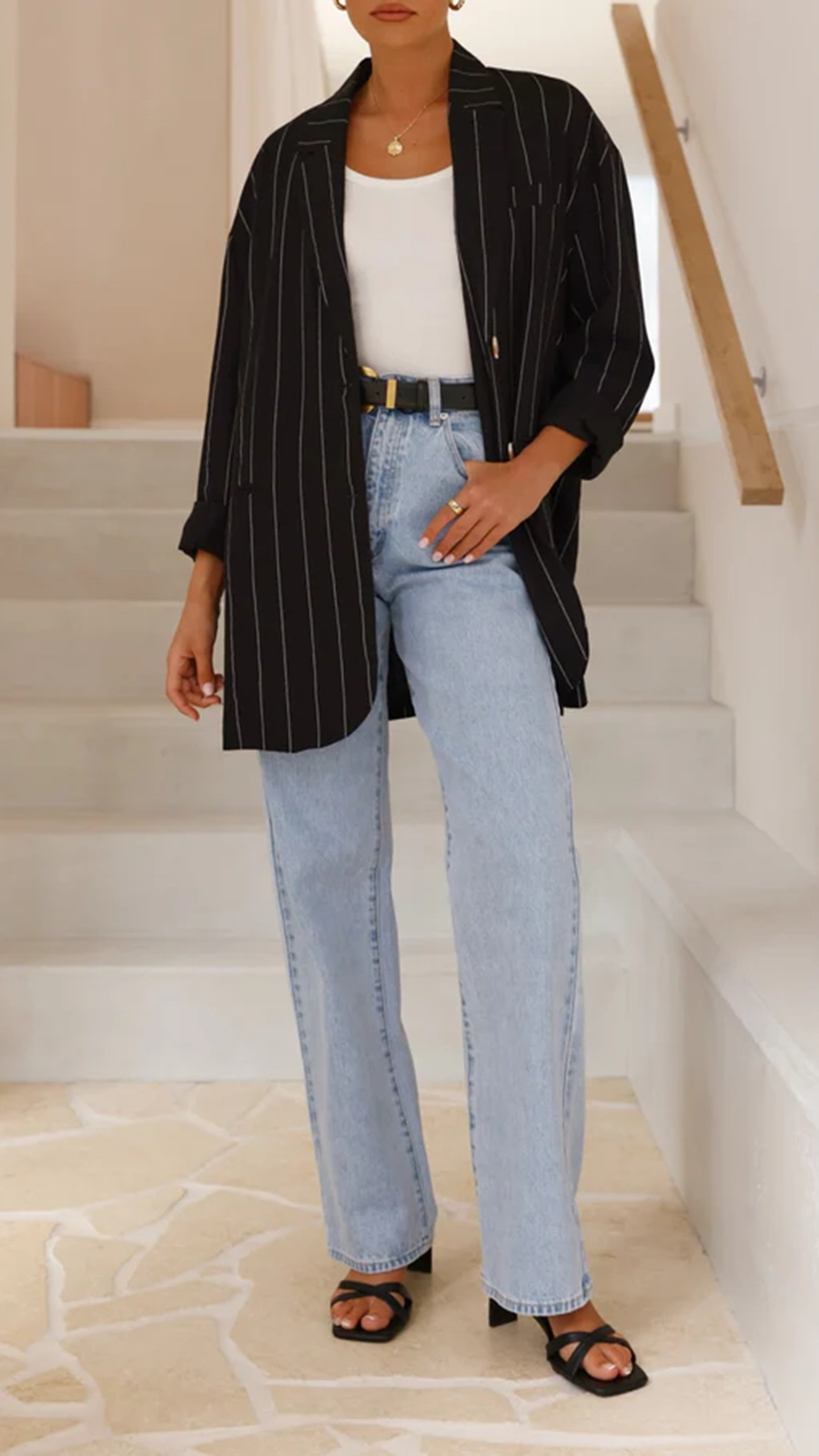 Thea Blazer - Black Pinstripe - Image 6